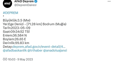 Bodrum açıklarında 3,5 büyüklüğünde deprem! 